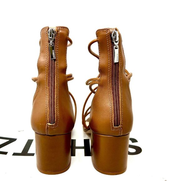 Schutz Shayla Summer Honey Brown Wood Leather Strappy Size 9.5 Women's Sandals - Picture 6 of 6